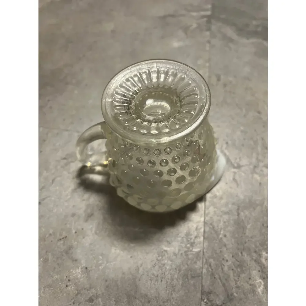 Anchor Hocking Milk glass hobnail creamer pitcher- Antique
